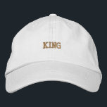 Custom King Modern Cotton-Hat Featuring Elegant Embroidered Hat<br><div class="desc">The "King" text is embroidered in bold lettering on this white cotton cap,  giving it a modern,  stylish look. The adjustable strap makes it perfect for any head size and daily wear.</div>