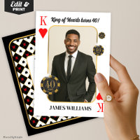 Custom King of Hearts Birthday Invite, Casino