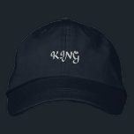 Custom King Personalised Elegant Boys or Men's-Hat Embroidered Hat<br><div class="desc">Make a statement with this navy cotton cap,  featuring the word "King" meticulously embroidered on the front,  perfect for a regal look.</div>