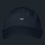Custom KING Printed name adjustable strap Cotton  Embroidered Hat<br><div class="desc">"King" embroidered navy cap with adjustable strap. A bold statement piece for everyday wear.</div>