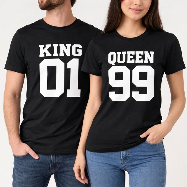 Custom King Queen Matching Jersey  T-Shirt (Creator Uploaded)