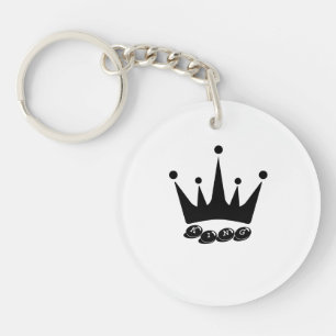 Custom King text Crown Image Circle single-sided Key Ring