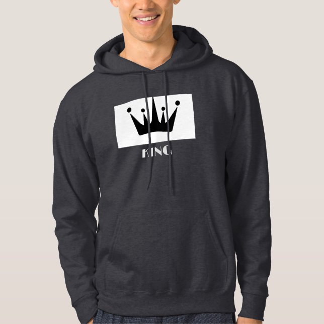 Custom King Text Crown Image Hoodie Dark Grey (Front)