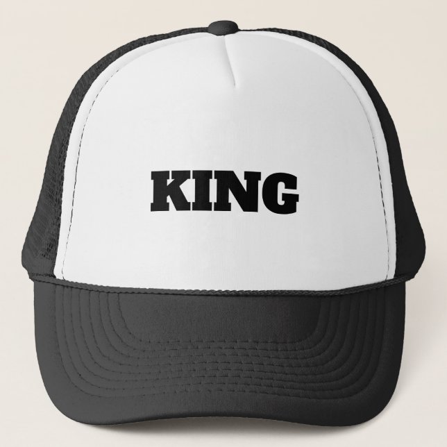 Custom King Text White and Black colour Trucker Ha Trucker Hat (Front)