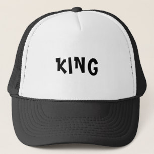 Custom King Text White and Black Trucker Hats Caps