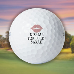 Custom Kiss Me For Luck Pink Lips  Golf Balls