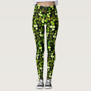Custom KISS ME Im IRISH St Patrick Shamrock Clover Leggings