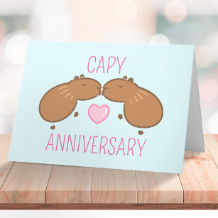 Custom Kissing Capybara Couple Anniversary Card