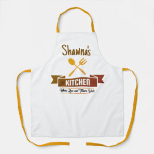 Custom Kitchen Apron, Personalised Chef Name Apron