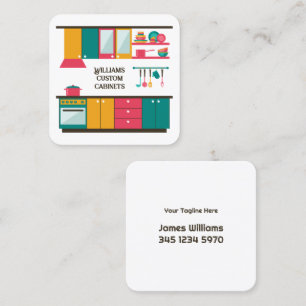 Custom Kitchen Cabinets Square Business Card