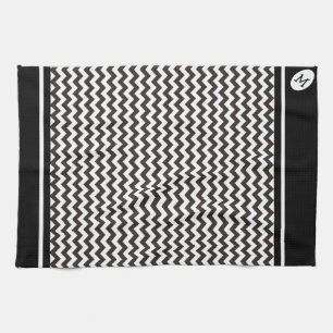 Custom Kitchen Towel, Black and White Chevrons Tea Towel