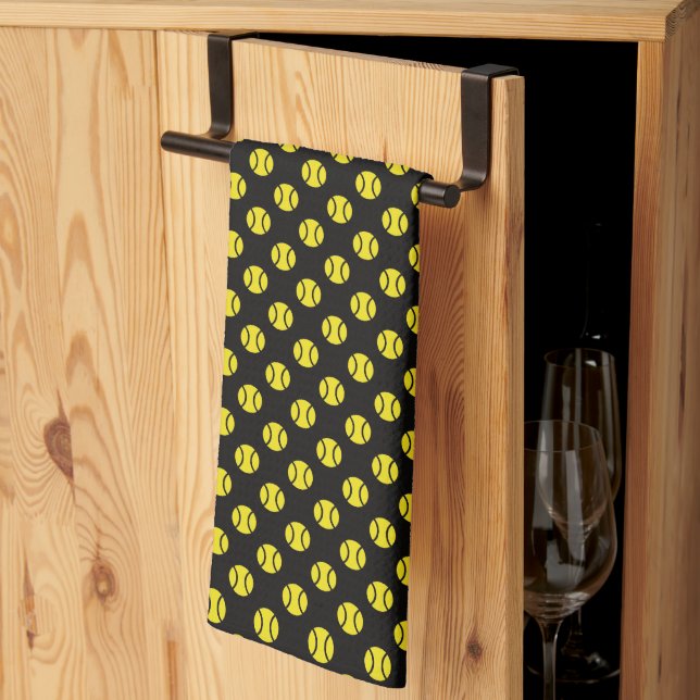 Custom kitchen towel gift with tennis ball pattern (Thirds Fold)