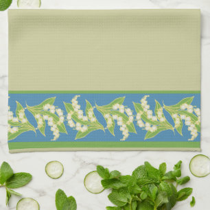 Custom Kitchen Towel: Lilies of the Valley, Blue Tea Towel