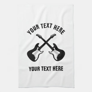 Custom kitchen towel with electric guitar design