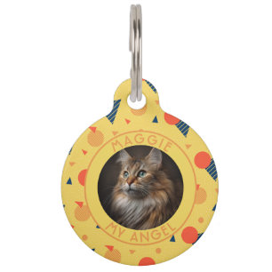 Custom Kitten Owner Gift Memphis Print Pet Tag