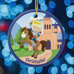 Custom Knight in Shining Armor Kids Christmas Ceramic Tree Decoration