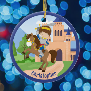 Custom Knight in Shining Armour Kids Christmas Ceramic Tree Decoration