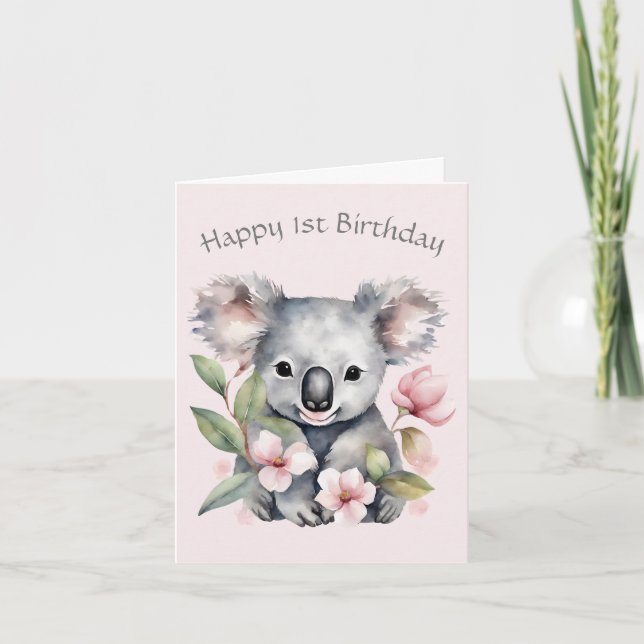 Custom Koala Bear Birthday Card (Front)