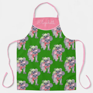 Custom Koala Family Green Christmas Apron
