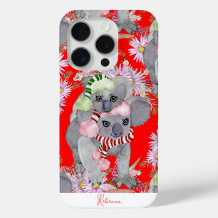 Custom Koala Family Red Christmas iPhone 15 Pro Case