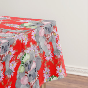Custom Koala Family Red Christmas Tablecloth