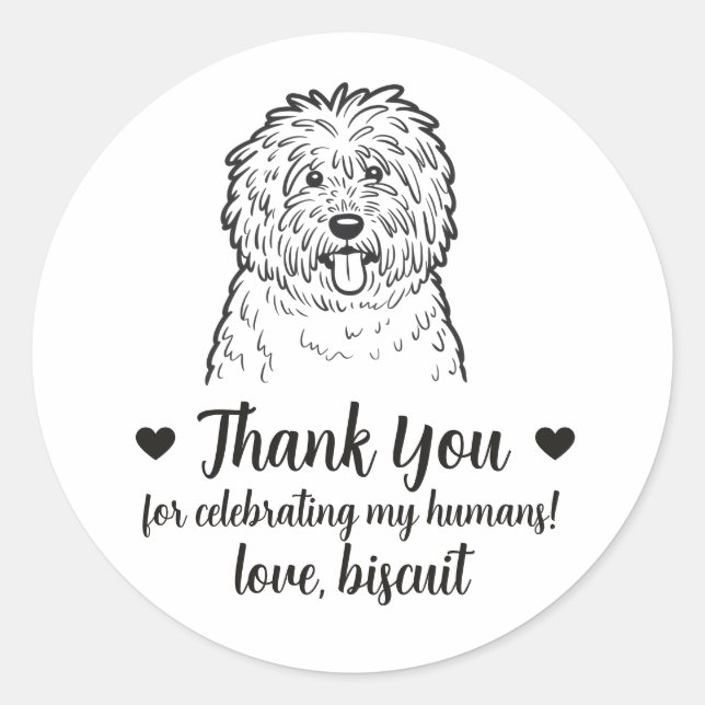 Custom Komondor Dog Wedding Favour Stickers (Front)