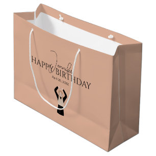 Custom Korean Heart Gesture Happy Birthday Large Gift Bag