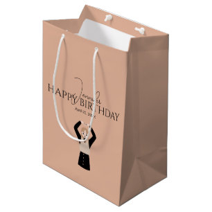 Custom Korean Heart Gesture Happy Birthday Medium Gift Bag