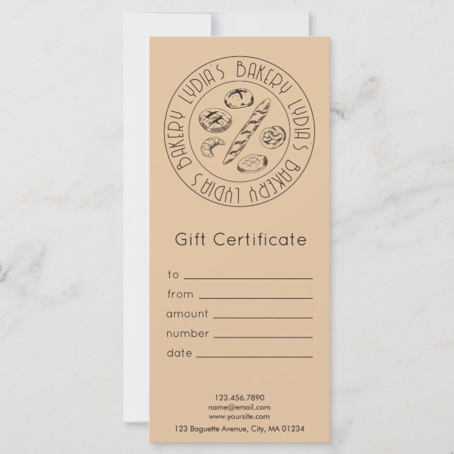 Custom Kraft Bakery Gift Certificate (Front)