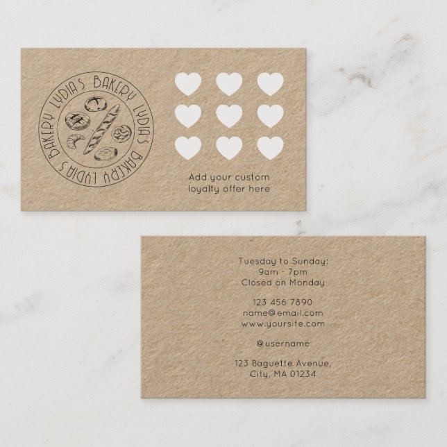 Custom Kraft Bakery Loyalty Card (Front/Back)