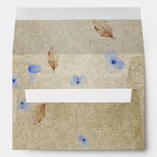 Custom Kraft Pressed Blue Flowers Design Liner Envelope