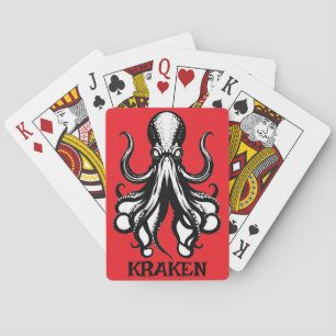 Custom Kraken Octopus Squid Name Personalised Playing Cards