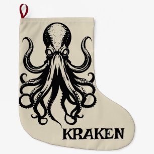 Custom Kraken Octopus Squid Name Personalized Large Christmas Stocking