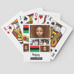 Custom Kwanzaa 8 Photo Collage Playing Cards