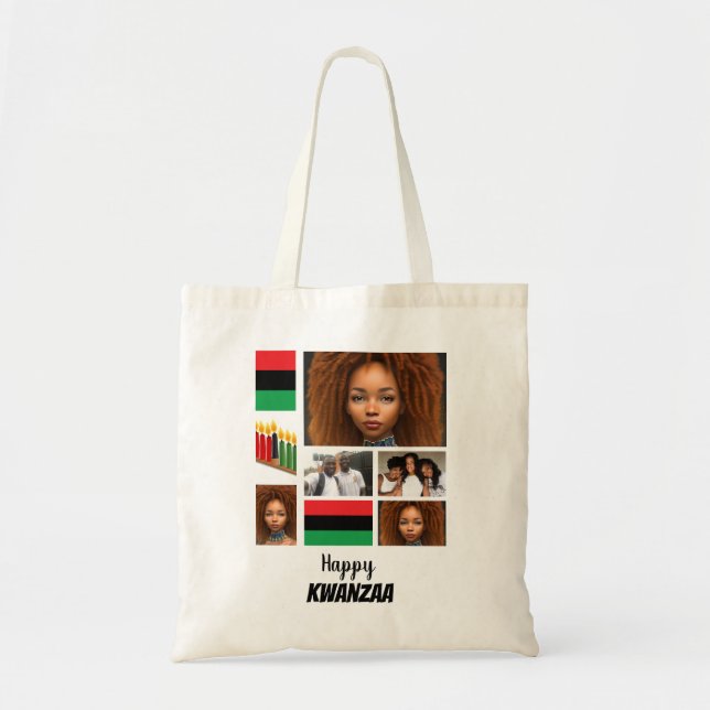 Custom Kwanzaa 8 Photo Collage  Tote Bag (Front)