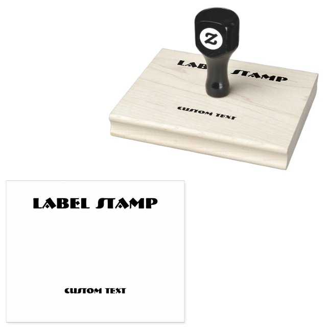 Custom Label-Stamp Text Wooden Handle Jet Black Rubber Stamp (Stamped)