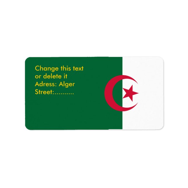 Custom Label with Flag of Algeria (Front)