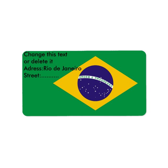 Custom Label with Flag of Brazil (Front)