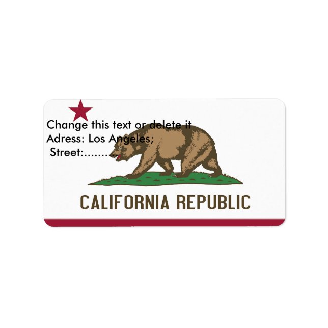 Custom Label with Flag of California, U.S.A. (Front)