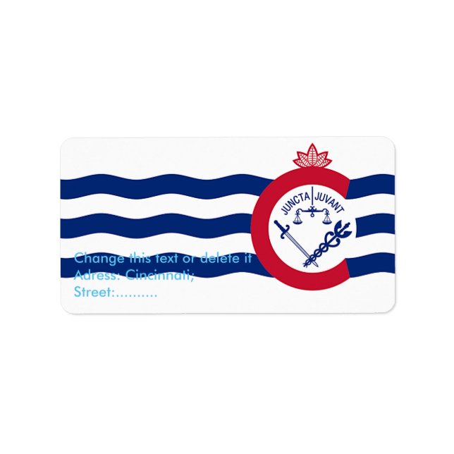 Custom Label with Flag of Cincinnati, U.S.A. (Front)