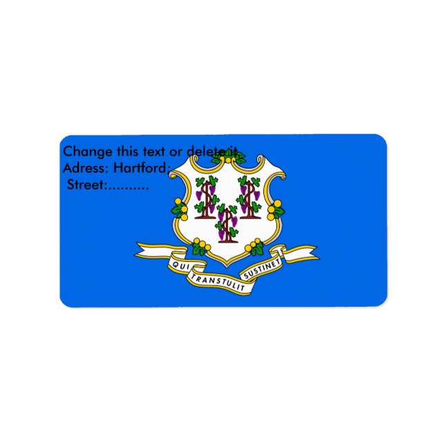 Custom Label with Flag of Connecticut, U.S.A. (Front)