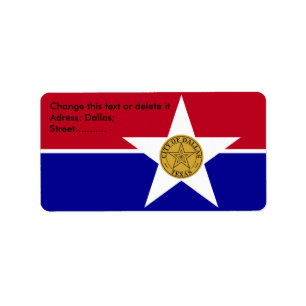 Custom Label with Flag of Dallas, U.S.A.