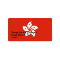 Custom Label with Flag of Hong Kong
