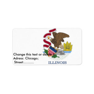 Custom Label with Flag of Illinois, U.S.A.