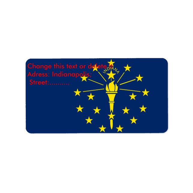 Custom Label with Flag of Indiana (Front)