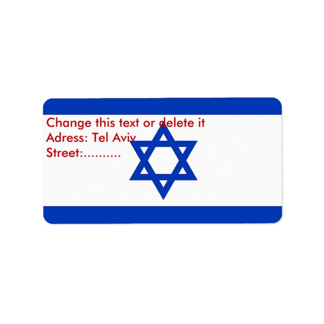Custom Label with Flag of Israel (Front)