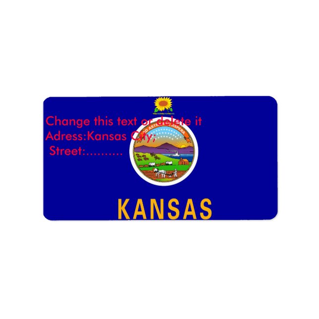 Custom Label with Flag of Kansas, U.S.A. (Front)