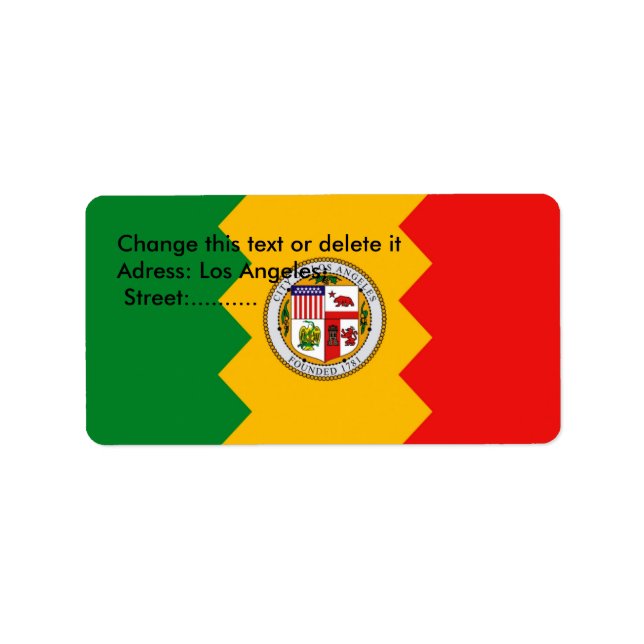Custom Label with Flag of Los Angeles, U.S.A. (Front)