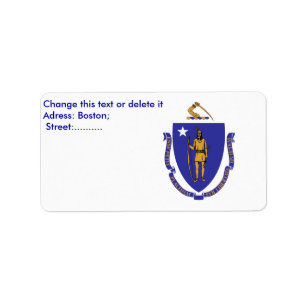 Custom Label with Flag of Massachusetts, U.S.A.