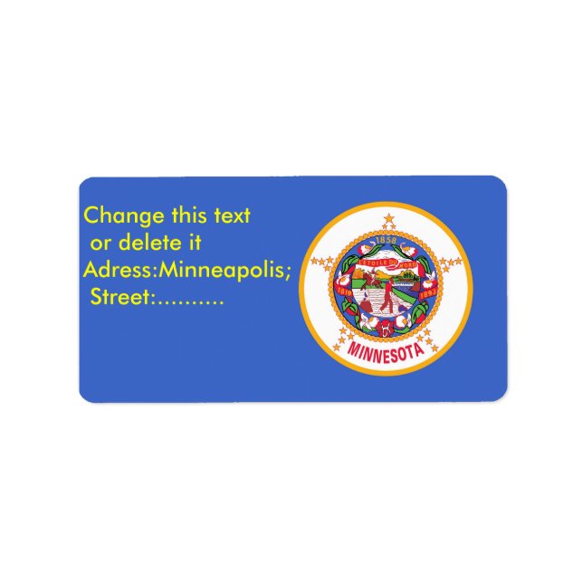 Custom Label with Flag of Minnesota, U.S.A. (Front)